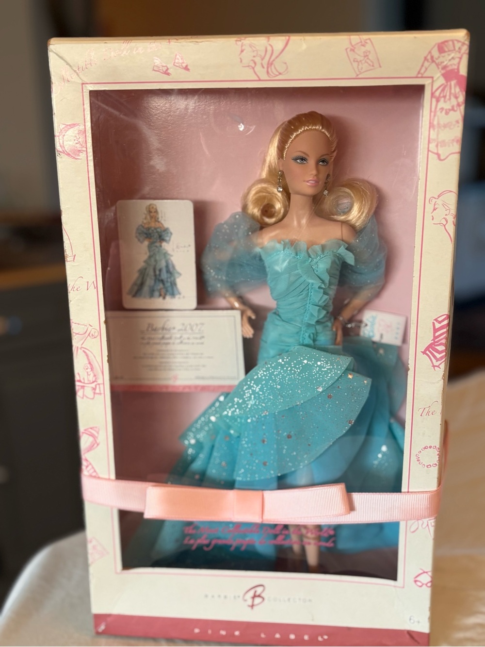 Barbie Collector Blonde Doll in Teal Glitter Gown 2008